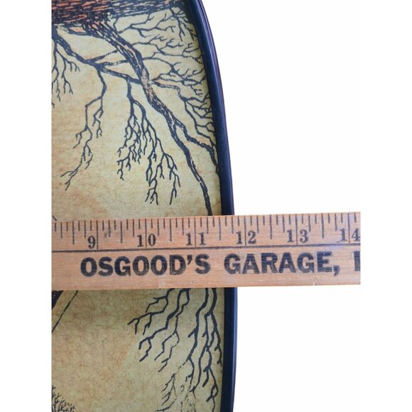 Mid Century Modern Covered Bridge art Fiberboard Serving  Vintage Tray TV tray - Picture 8 of 8